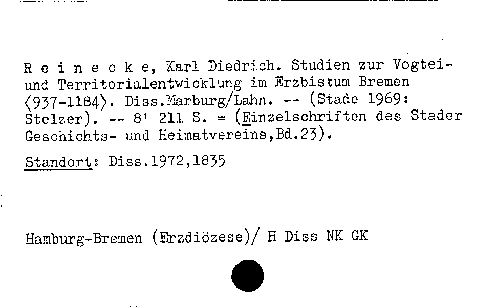 [Katalogkarte Dissertationenkatalog bis 1980]