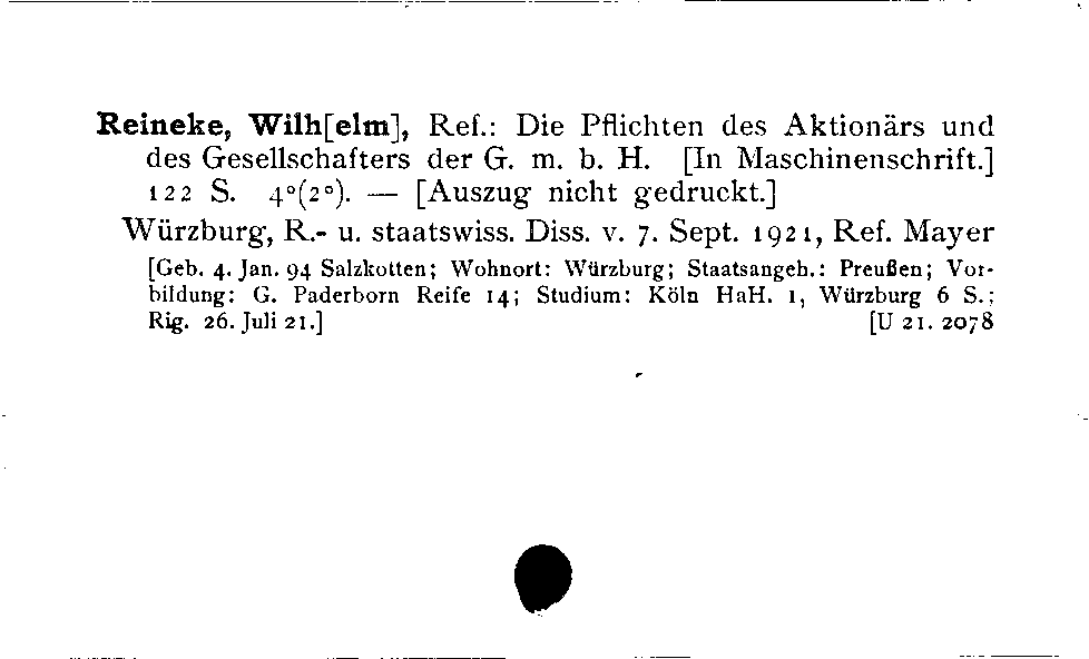 [Katalogkarte Dissertationenkatalog bis 1980]