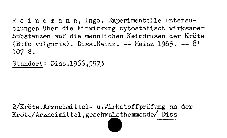 [Katalogkarte Dissertationenkatalog bis 1980]