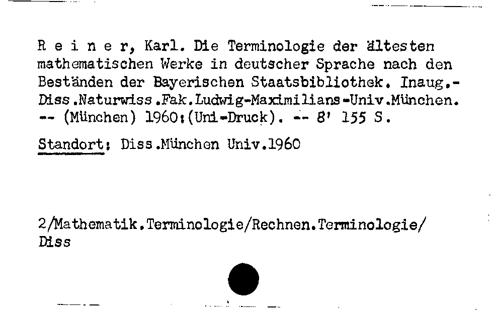 [Katalogkarte Dissertationenkatalog bis 1980]