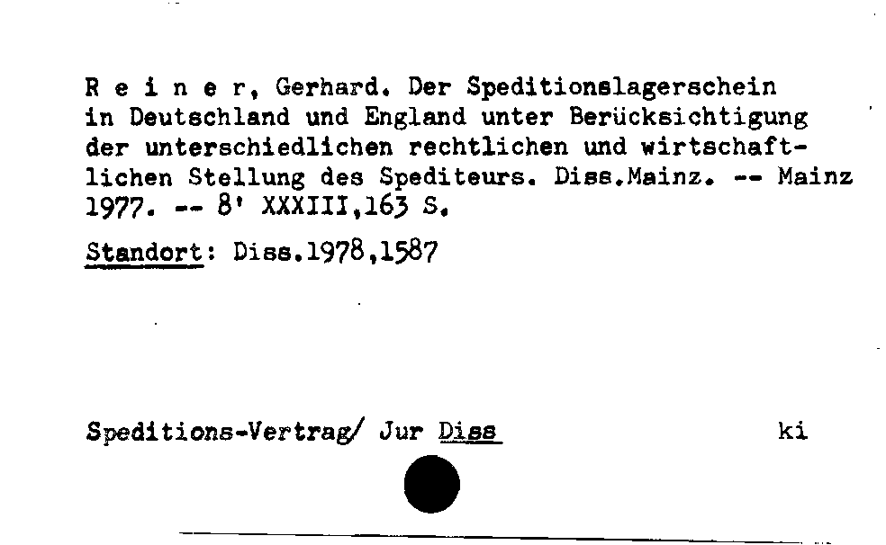 [Katalogkarte Dissertationenkatalog bis 1980]