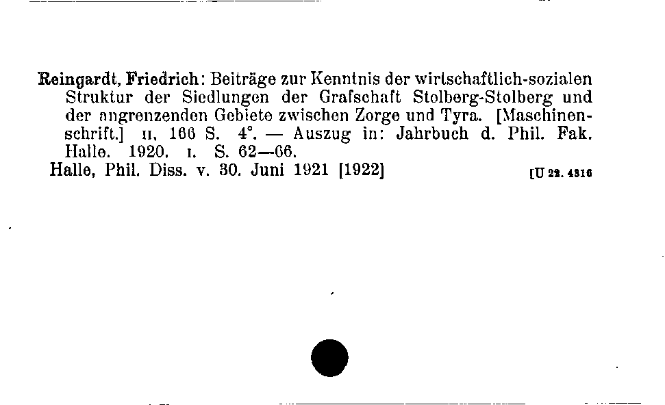 [Katalogkarte Dissertationenkatalog bis 1980]