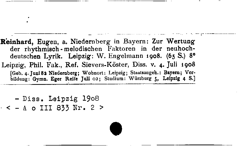 [Katalogkarte Dissertationenkatalog bis 1980]