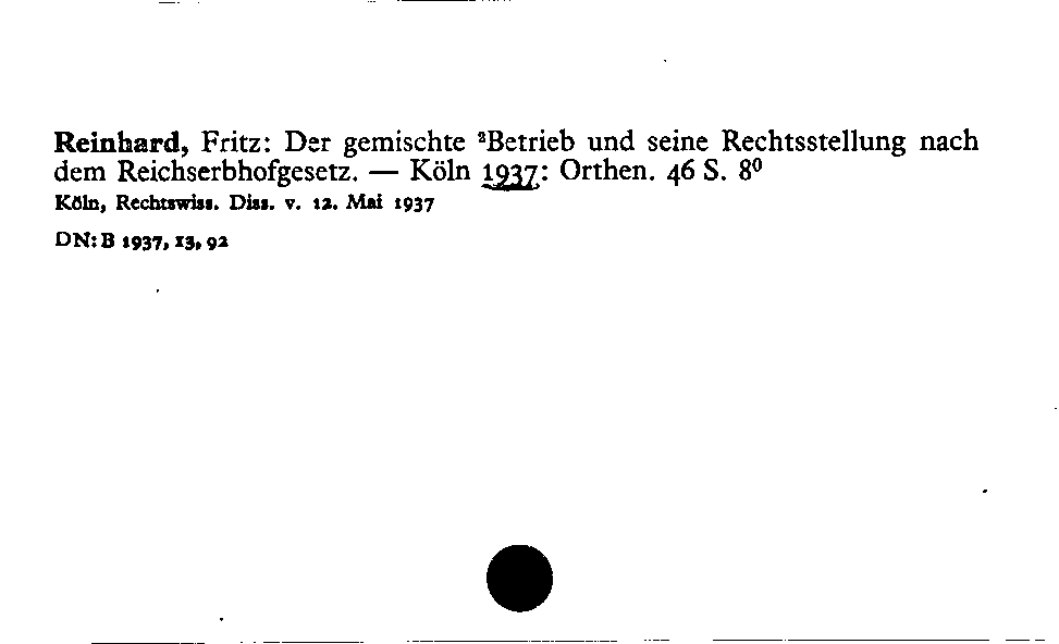 [Katalogkarte Dissertationenkatalog bis 1980]