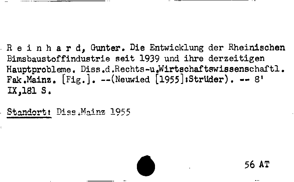 [Katalogkarte Dissertationenkatalog bis 1980]