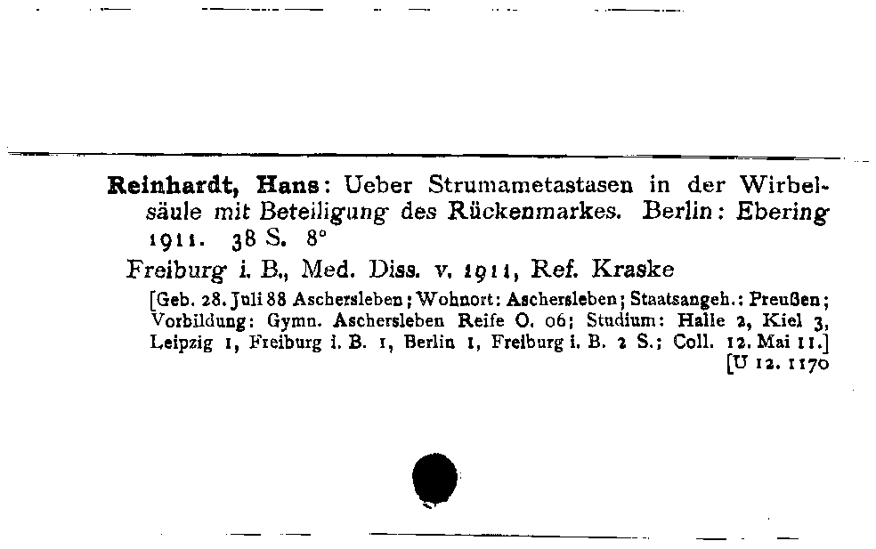 [Katalogkarte Dissertationenkatalog bis 1980]