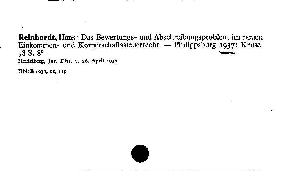 [Katalogkarte Dissertationenkatalog bis 1980]