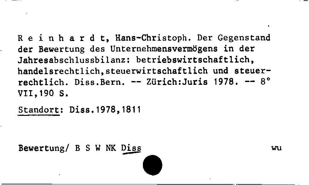 [Katalogkarte Dissertationenkatalog bis 1980]