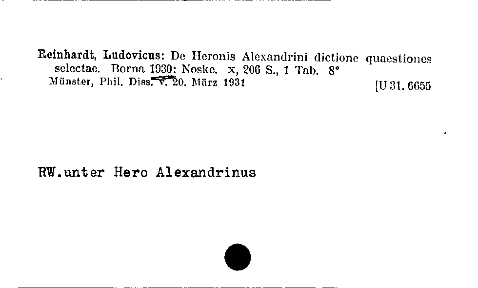 [Katalogkarte Dissertationenkatalog bis 1980]