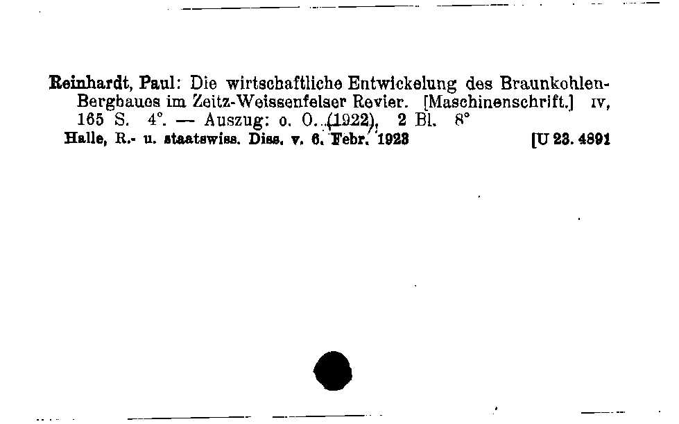 [Katalogkarte Dissertationenkatalog bis 1980]