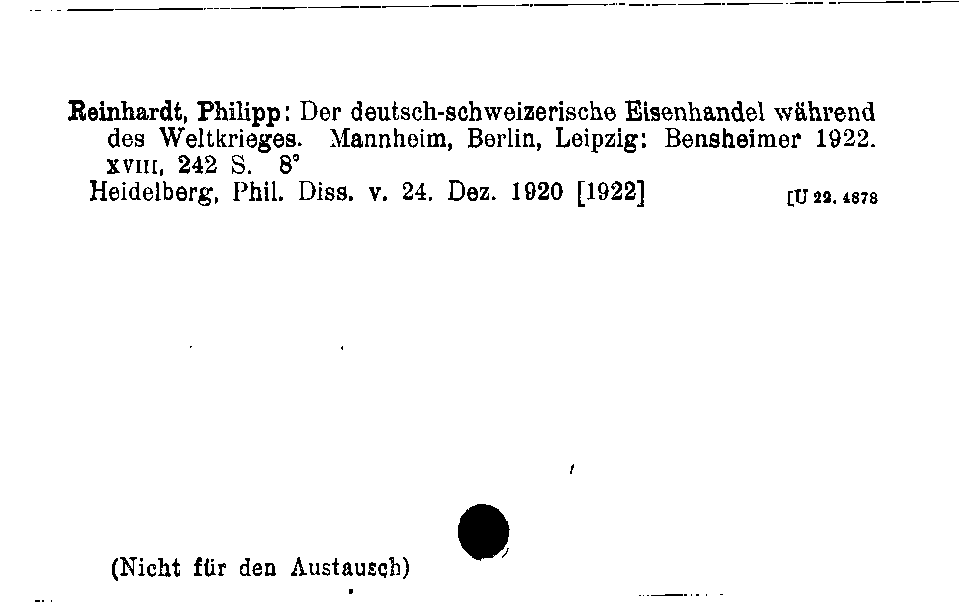 [Katalogkarte Dissertationenkatalog bis 1980]