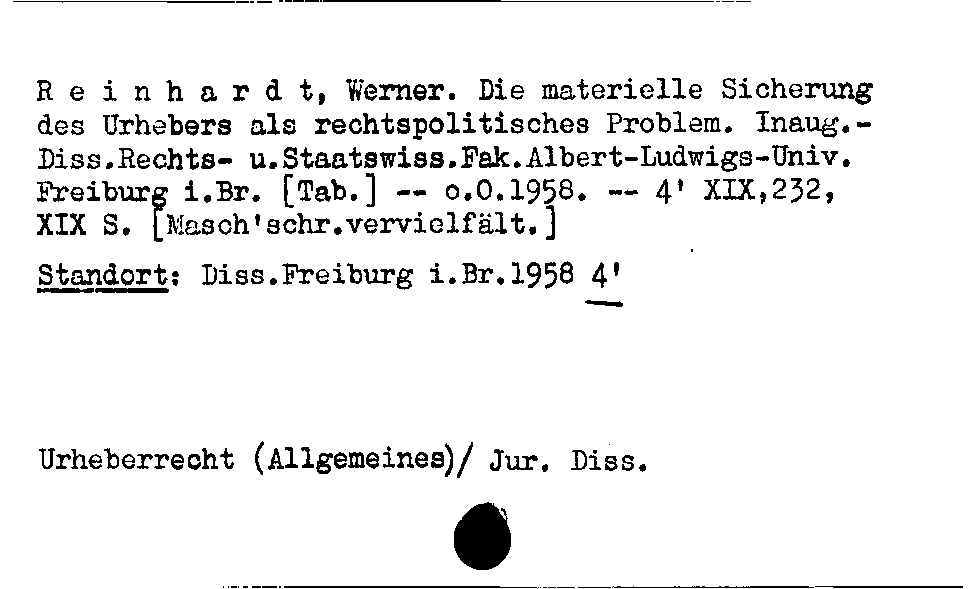 [Katalogkarte Dissertationenkatalog bis 1980]