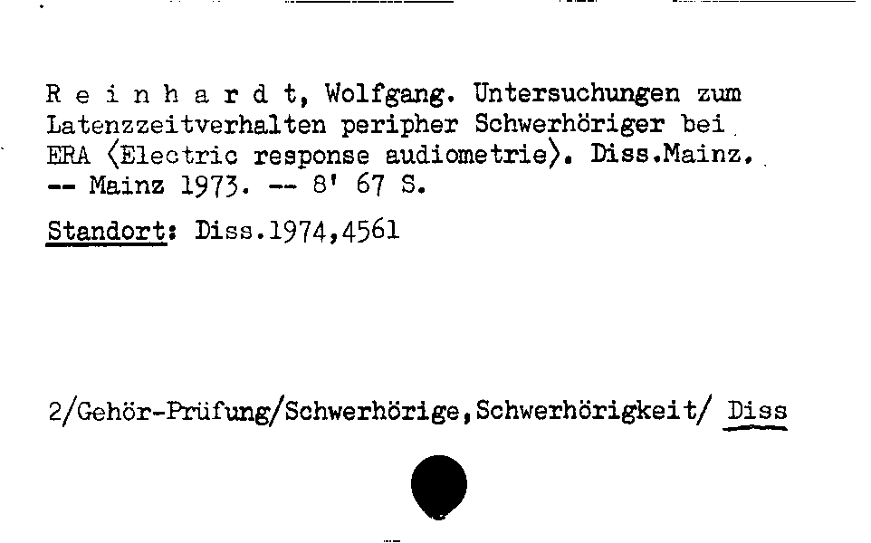 [Katalogkarte Dissertationenkatalog bis 1980]