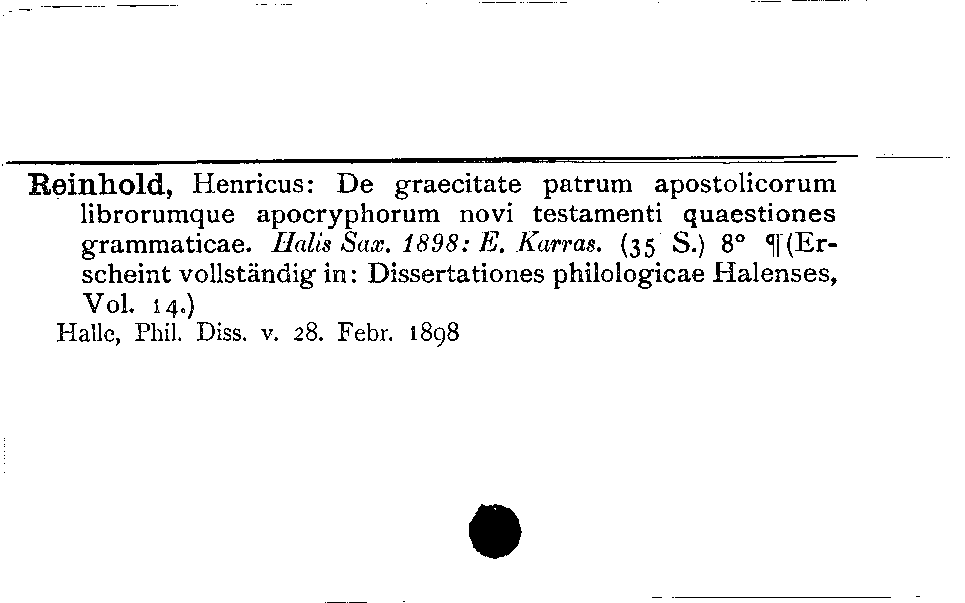 [Katalogkarte Dissertationenkatalog bis 1980]