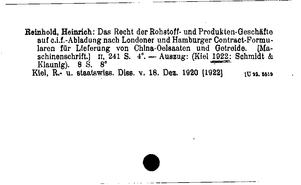 [Katalogkarte Dissertationenkatalog bis 1980]