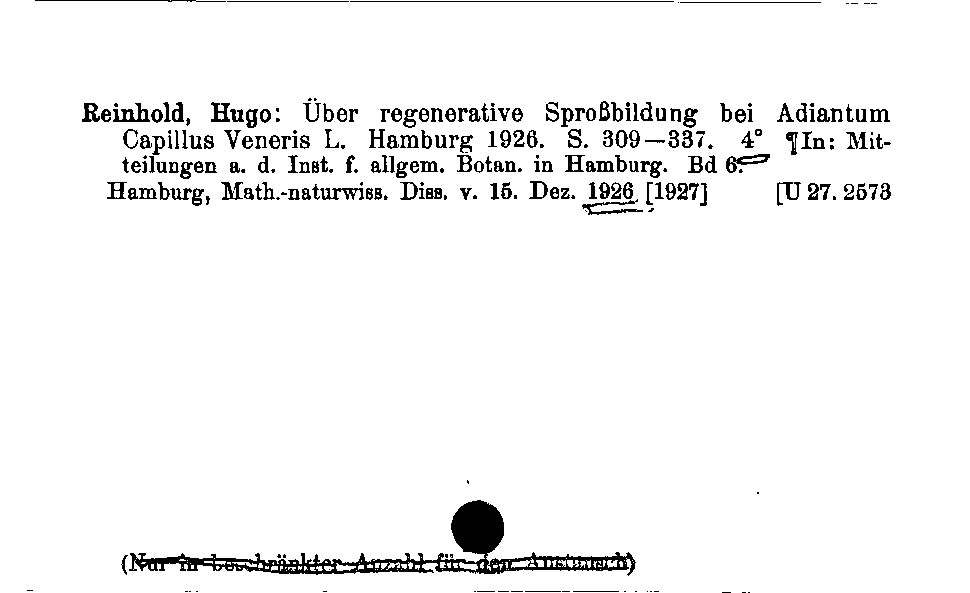 [Katalogkarte Dissertationenkatalog bis 1980]