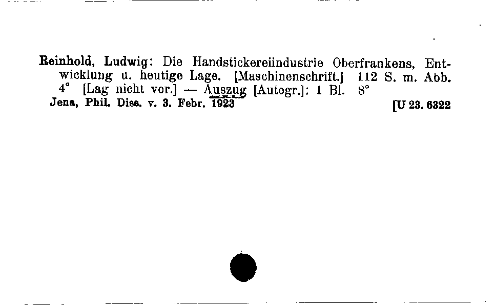 [Katalogkarte Dissertationenkatalog bis 1980]