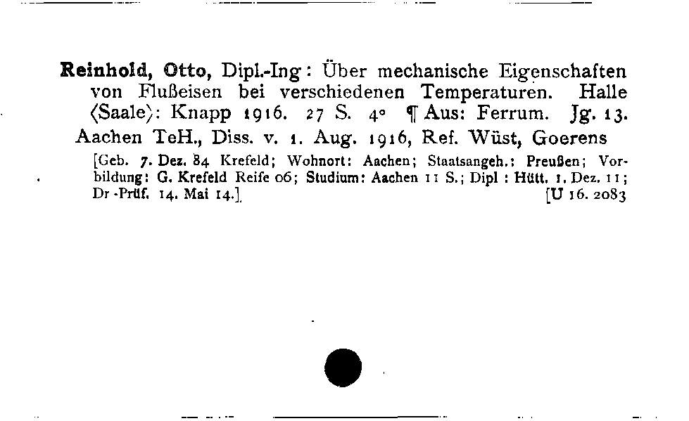 [Katalogkarte Dissertationenkatalog bis 1980]