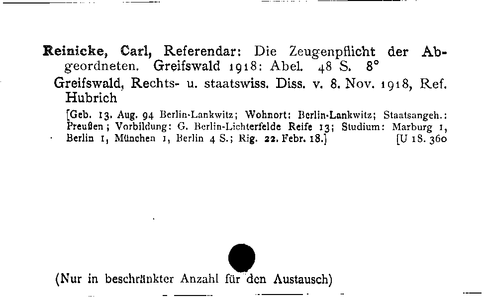 [Katalogkarte Dissertationenkatalog bis 1980]