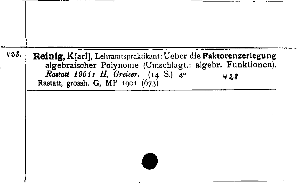 [Katalogkarte Dissertationenkatalog bis 1980]