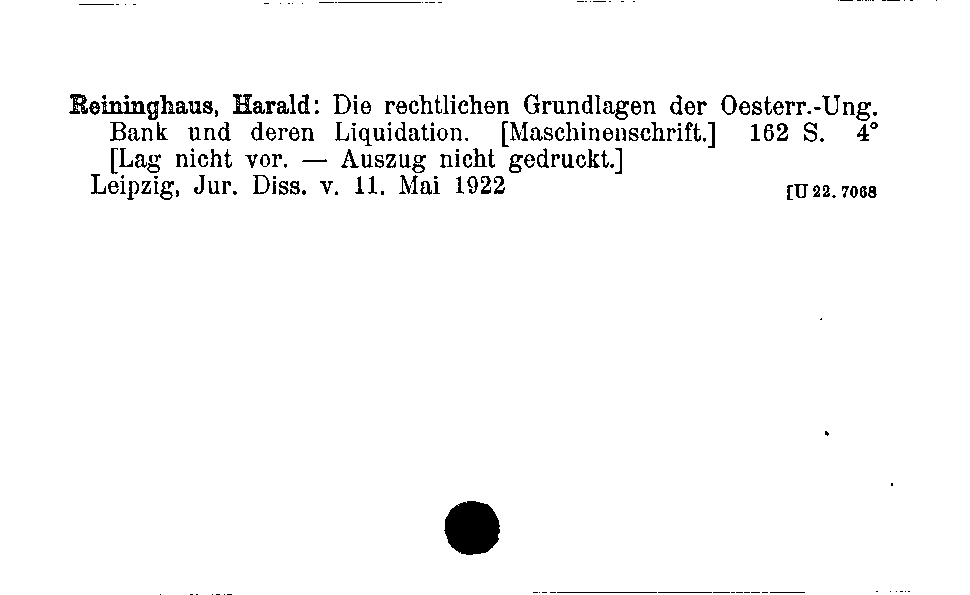 [Katalogkarte Dissertationenkatalog bis 1980]