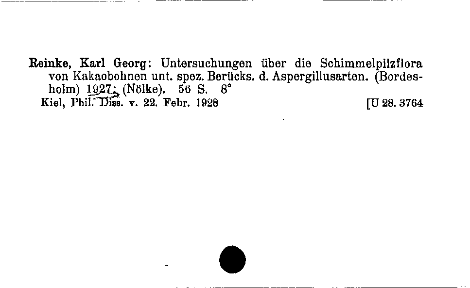 [Katalogkarte Dissertationenkatalog bis 1980]