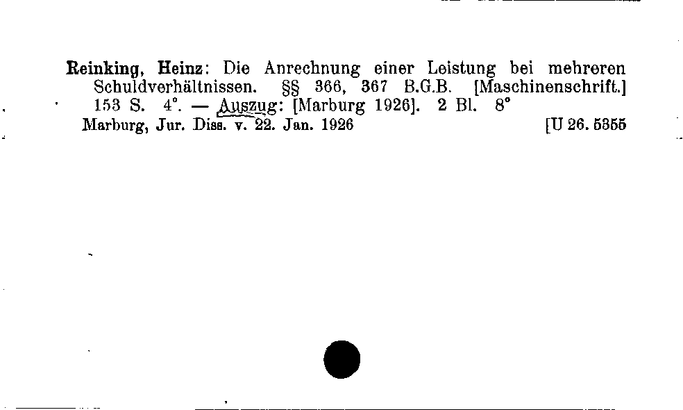 [Katalogkarte Dissertationenkatalog bis 1980]