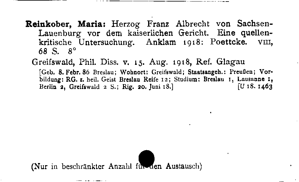 [Katalogkarte Dissertationenkatalog bis 1980]