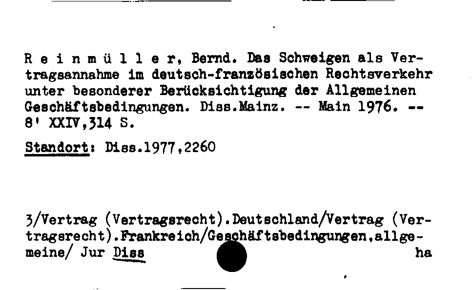 [Katalogkarte Dissertationenkatalog bis 1980]