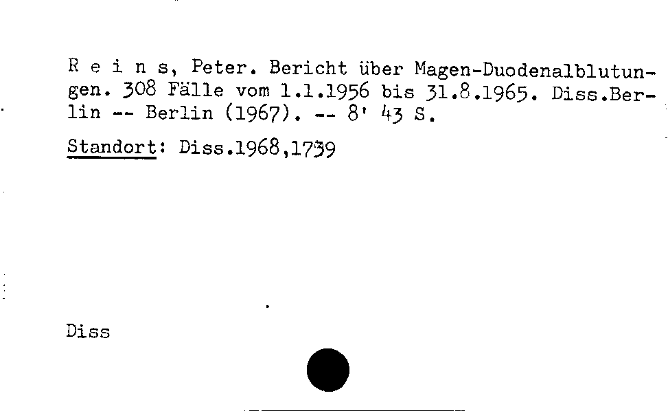 [Katalogkarte Dissertationenkatalog bis 1980]