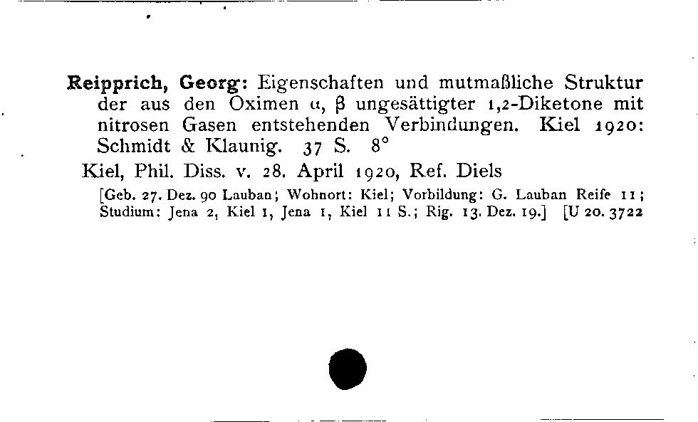 [Katalogkarte Dissertationenkatalog bis 1980]