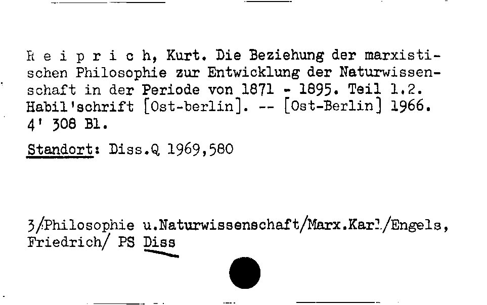 [Katalogkarte Dissertationenkatalog bis 1980]