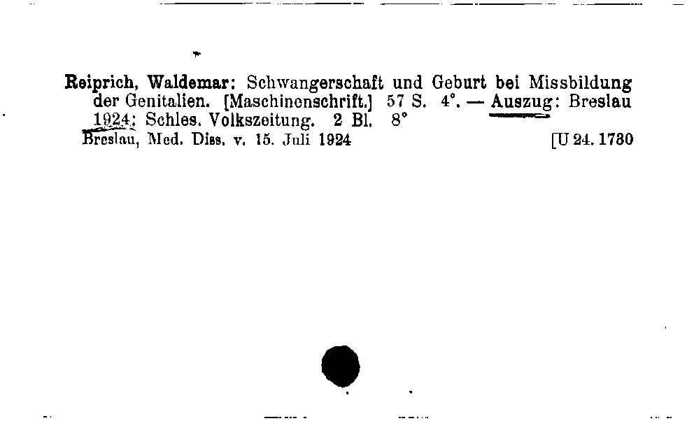 [Katalogkarte Dissertationenkatalog bis 1980]