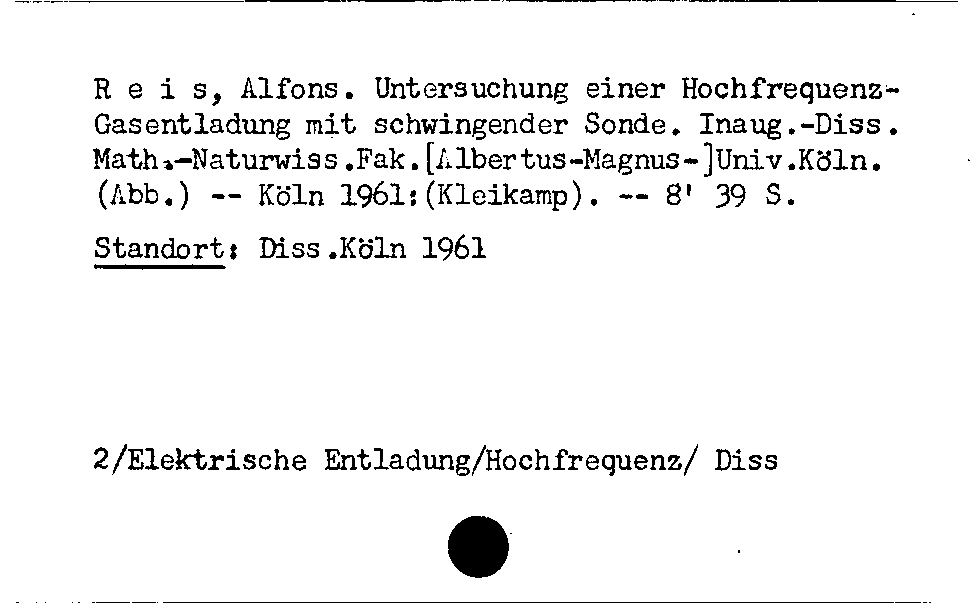 [Katalogkarte Dissertationenkatalog bis 1980]