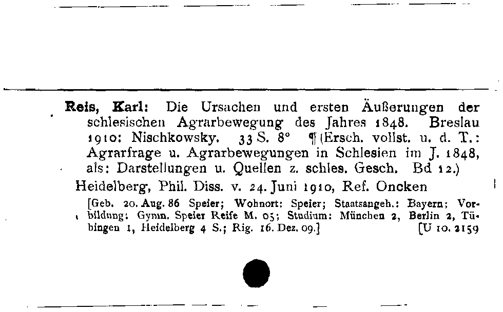 [Katalogkarte Dissertationenkatalog bis 1980]