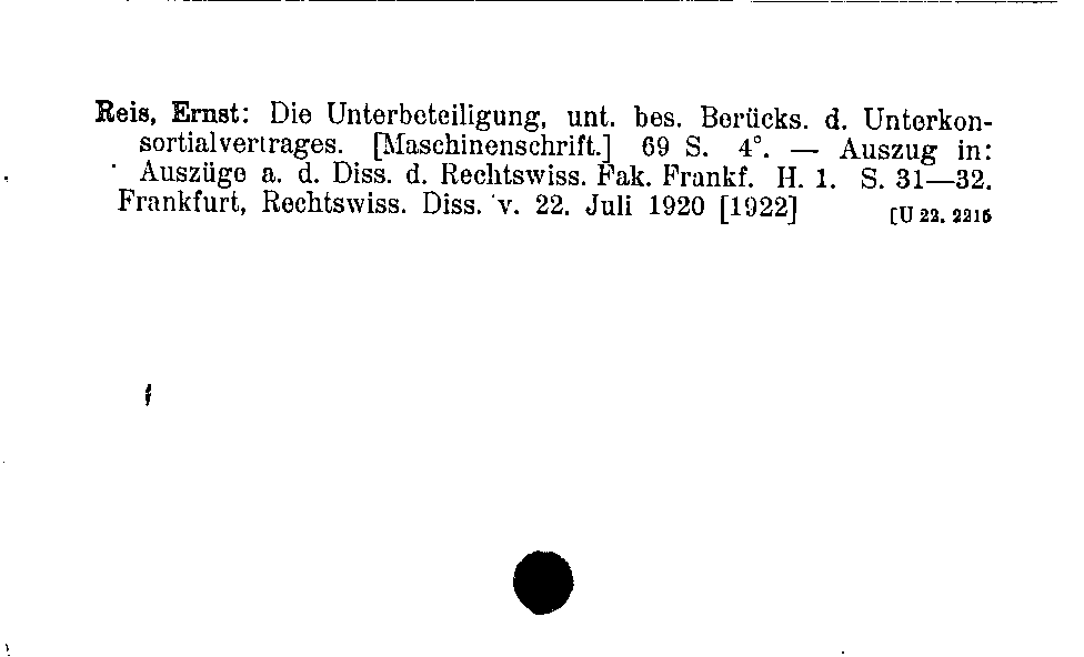 [Katalogkarte Dissertationenkatalog bis 1980]