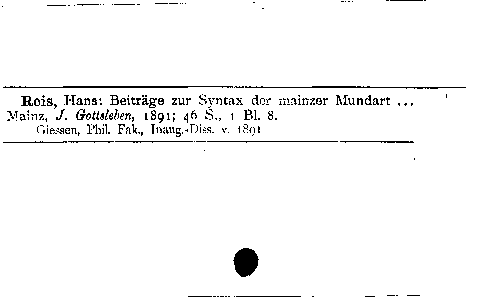 [Katalogkarte Dissertationenkatalog bis 1980]