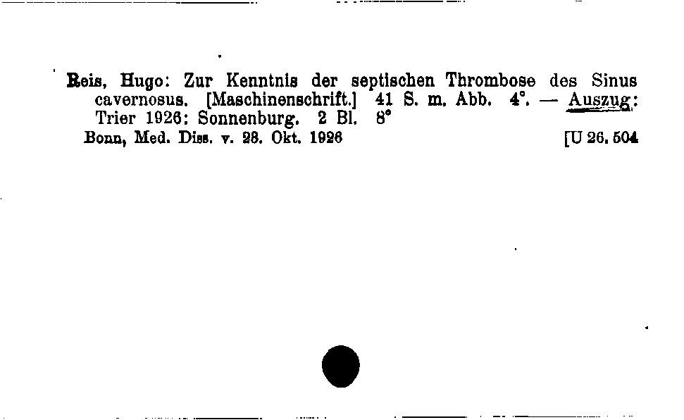 [Katalogkarte Dissertationenkatalog bis 1980]