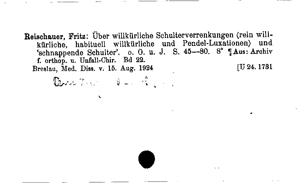 [Katalogkarte Dissertationenkatalog bis 1980]