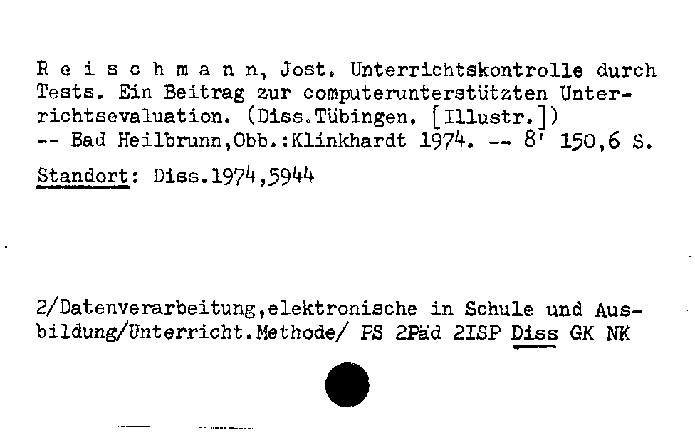 [Katalogkarte Dissertationenkatalog bis 1980]