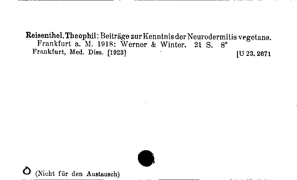 [Katalogkarte Dissertationenkatalog bis 1980]