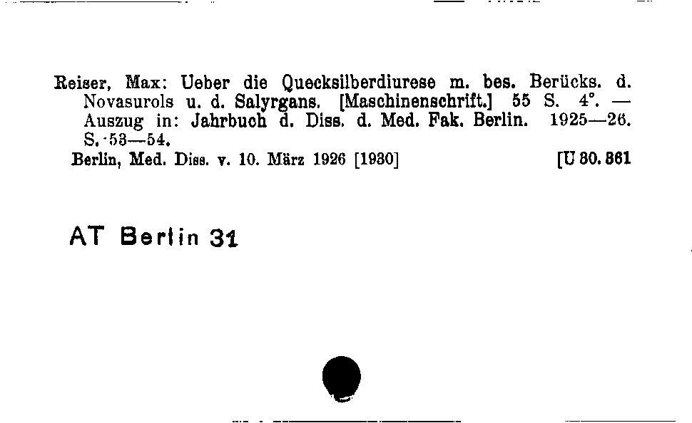 [Katalogkarte Dissertationenkatalog bis 1980]