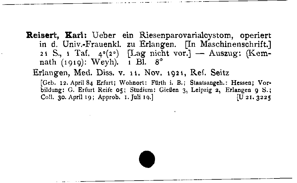 [Katalogkarte Dissertationenkatalog bis 1980]