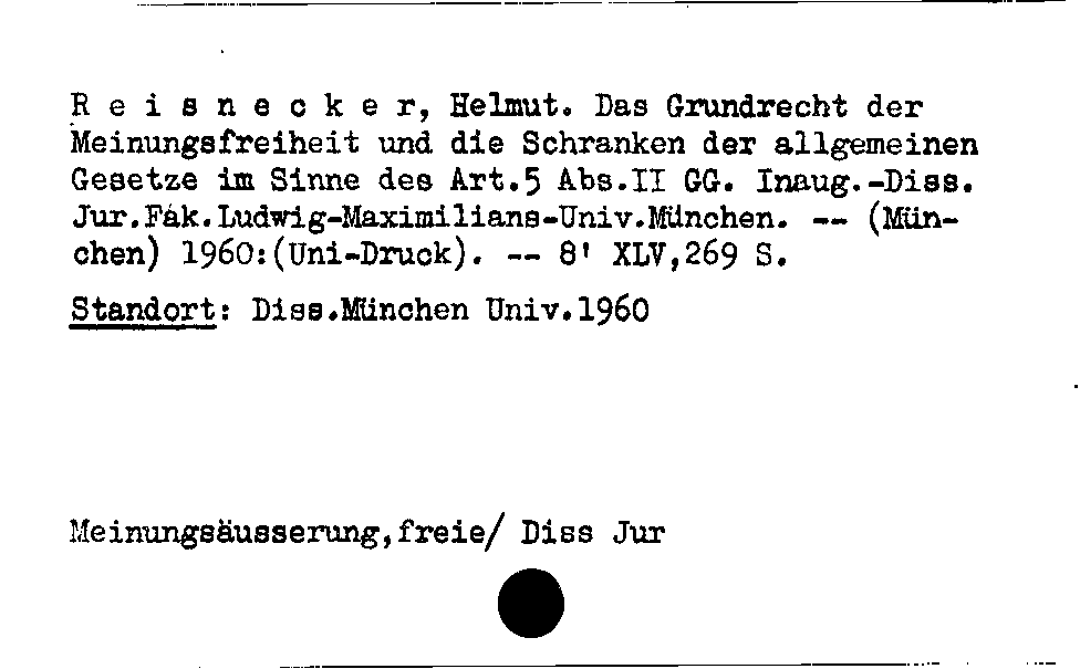 [Katalogkarte Dissertationenkatalog bis 1980]