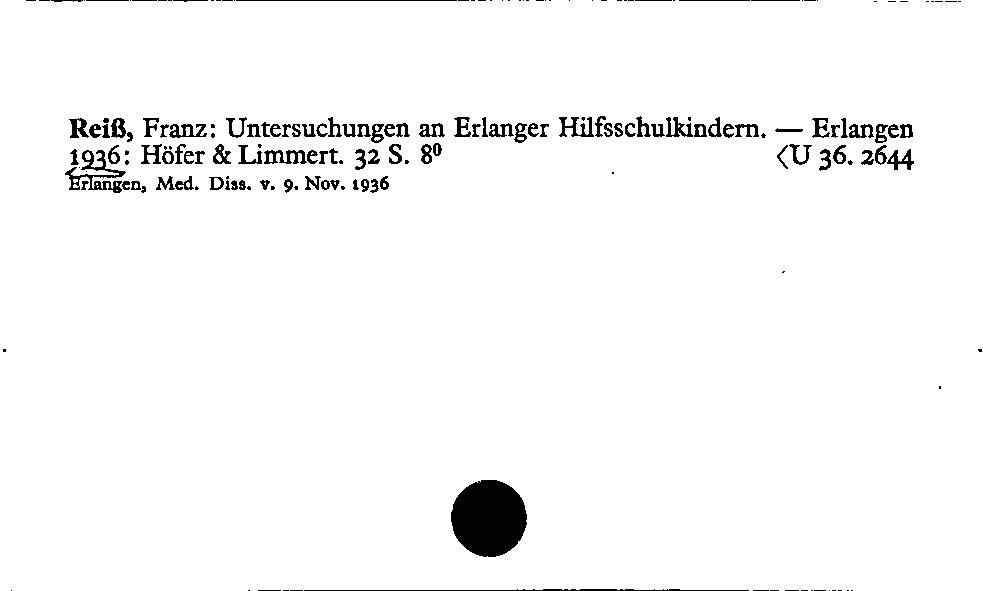 [Katalogkarte Dissertationenkatalog bis 1980]