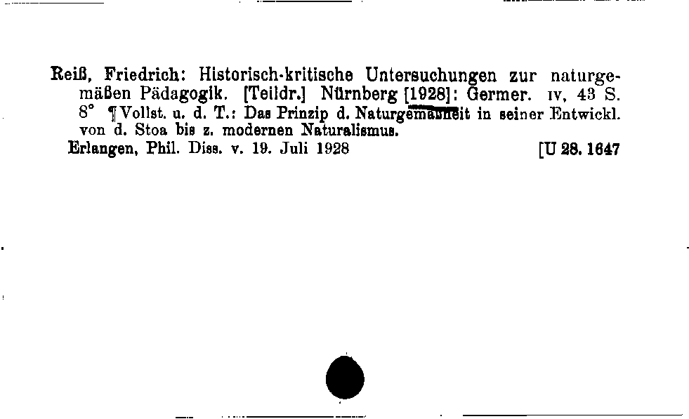 [Katalogkarte Dissertationenkatalog bis 1980]