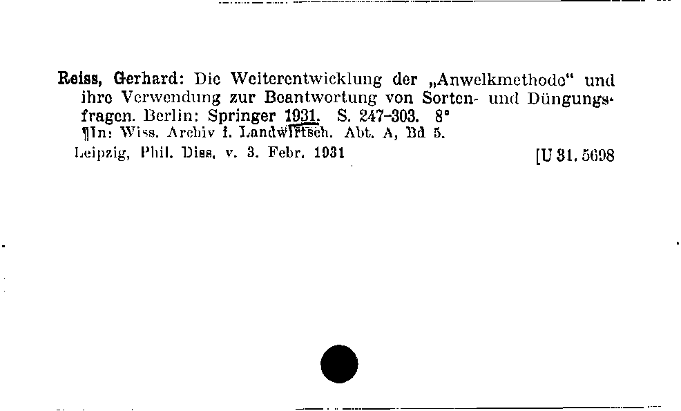 [Katalogkarte Dissertationenkatalog bis 1980]