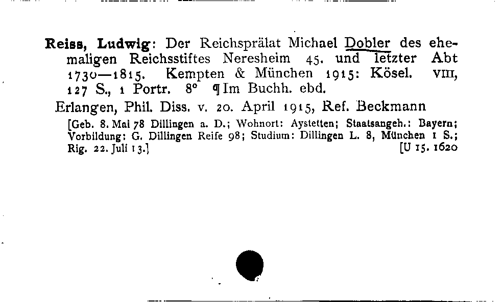 [Katalogkarte Dissertationenkatalog bis 1980]