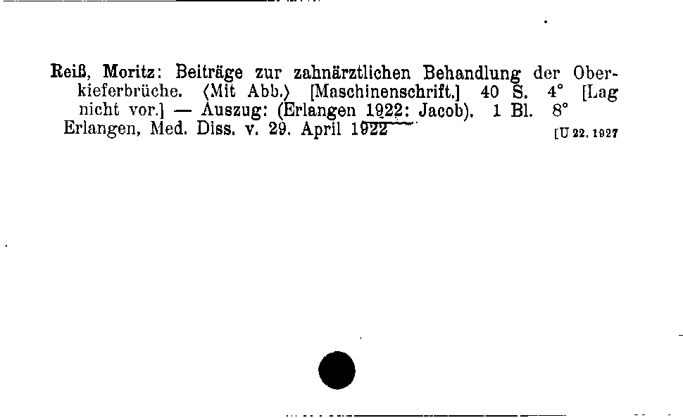 [Katalogkarte Dissertationenkatalog bis 1980]