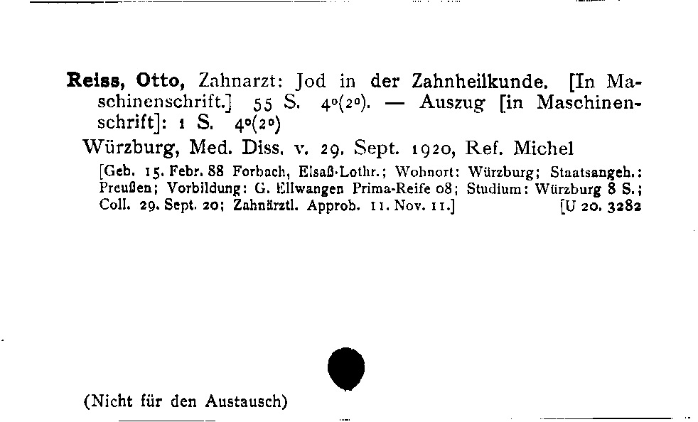 [Katalogkarte Dissertationenkatalog bis 1980]